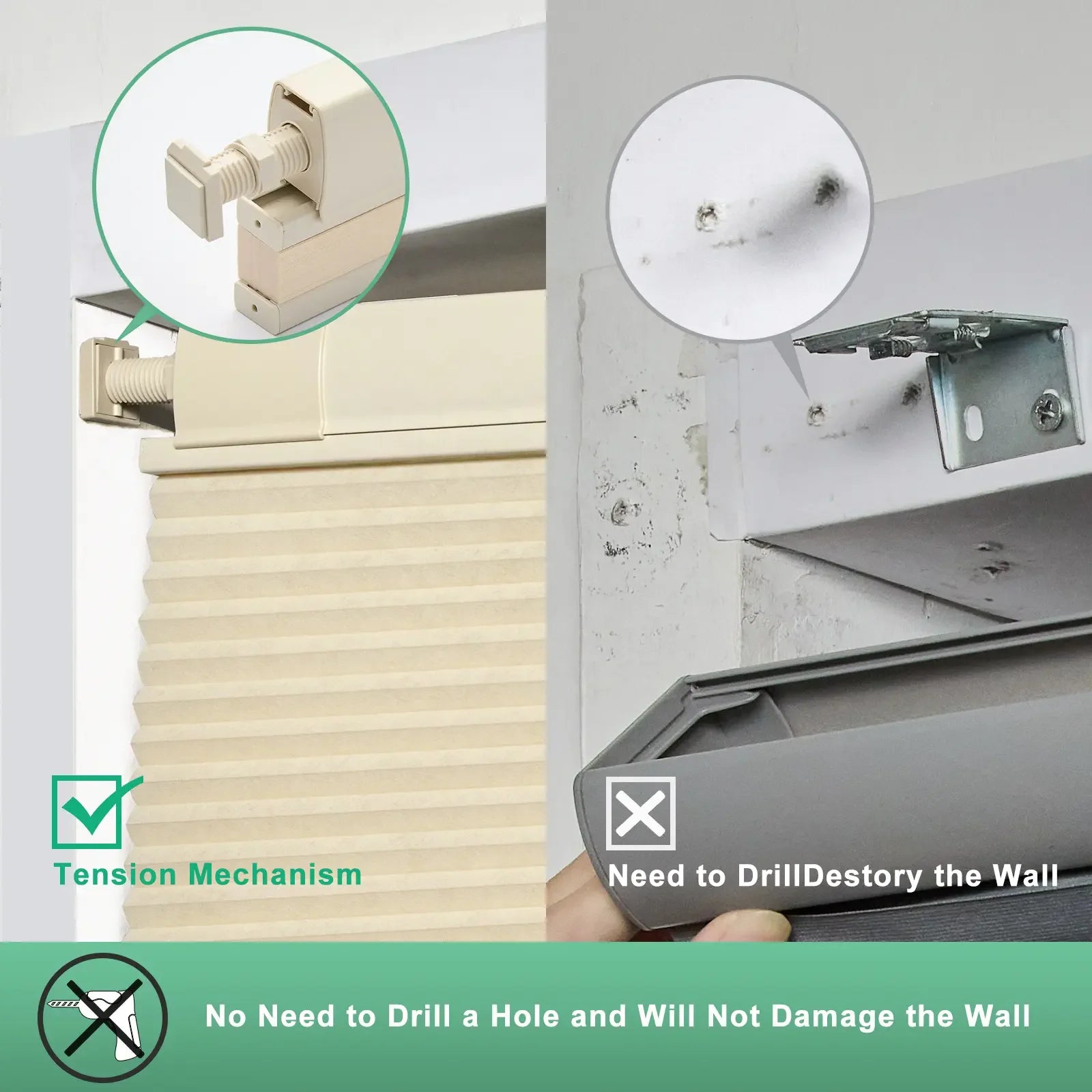2025 New Design Noise Reduction Anti-UV Thermal Insulated Easy To Install No Drill Honeycomb Blinds For Bedroom