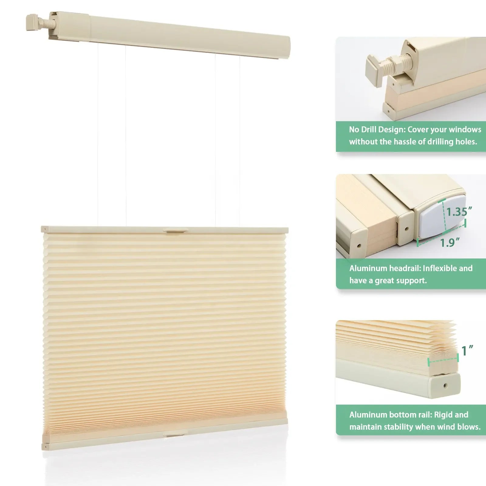 2025 New Design Noise Reduction Anti-UV Thermal Insulated Easy To Install No Drill Honeycomb Blinds For Bedroom