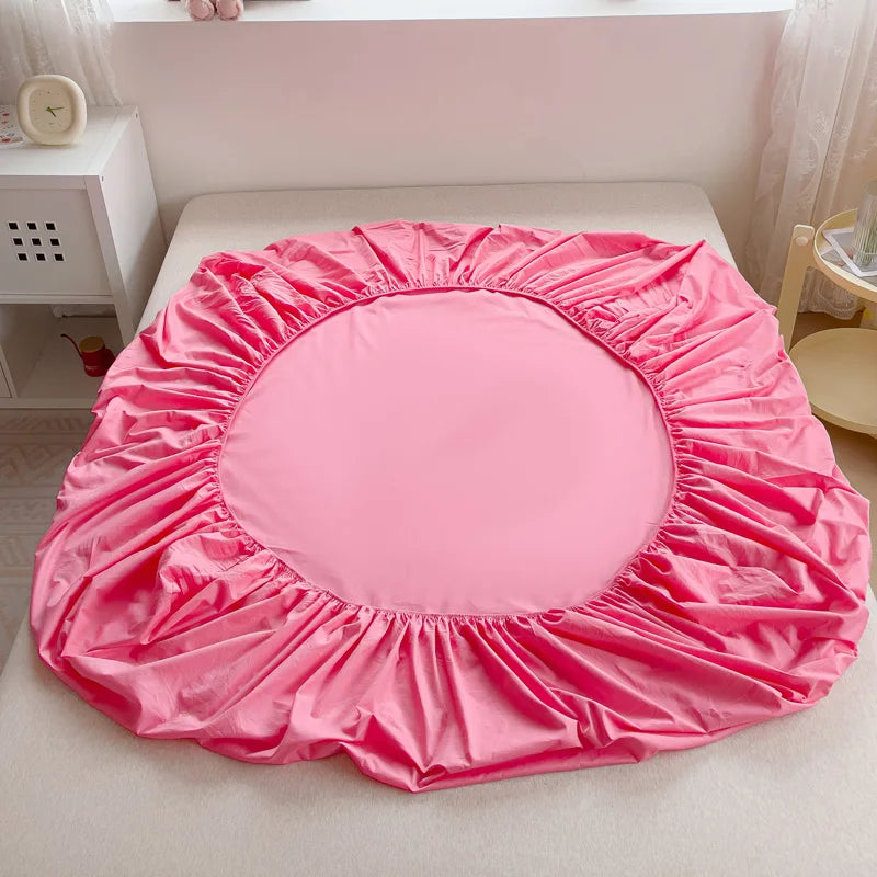 High Quality Egyptian Cotton 400TC Fitted Bed Sheet Solid Color Anti-slip Adjustable Mattress Cover Single Double King Queen Bed