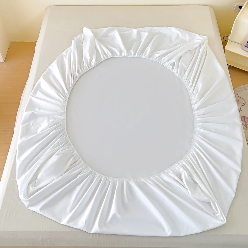 High Quality Egyptian Cotton 400TC Fitted Bed Sheet Solid Color Anti-slip Adjustable Mattress Cover Single Double King Queen Bed