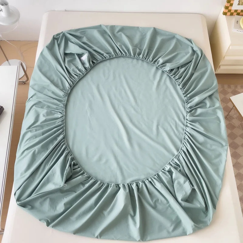 High Quality Egyptian Cotton 400TC Fitted Bed Sheet Solid Color Anti-slip Adjustable Mattress Cover Single Double King Queen Bed