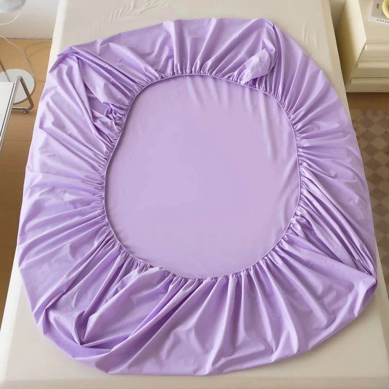 High Quality Egyptian Cotton 400TC Fitted Bed Sheet Solid Color Anti-slip Adjustable Mattress Cover Single Double King Queen Bed