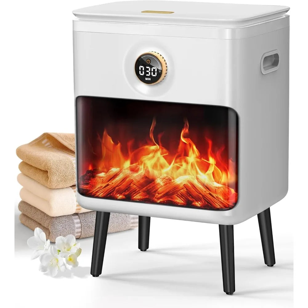 US Shipping Luxury 3D Flame Screen Towel Warmer 25L Large Capacity Bathroom Heated Towel Warmer Bucket for Towels Blankets