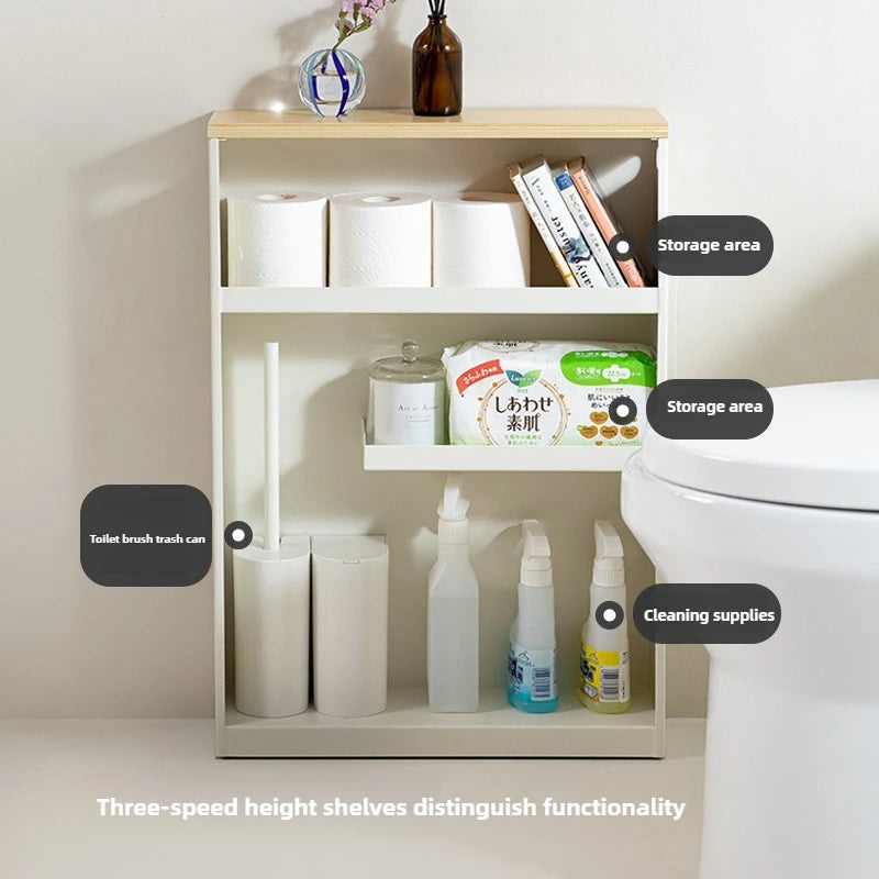Iron Bathroom Gap Storage Shelf  Floor Standing Narrow Rack  Slim Toilet Cabinet  Japanese Style Bathroom Organizer Unit