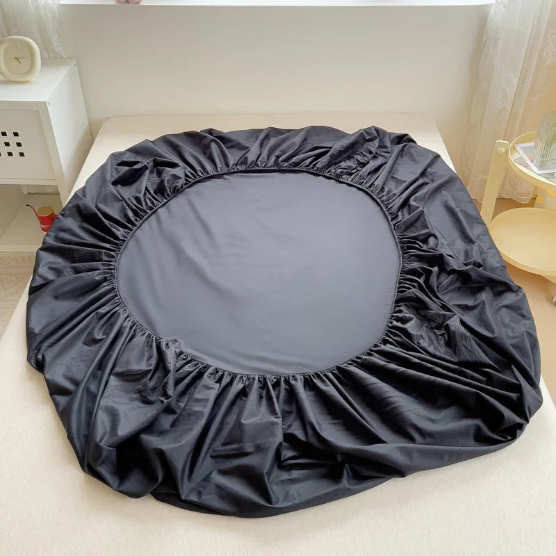High Quality Egyptian Cotton 400TC Fitted Bed Sheet Solid Color Anti-slip Adjustable Mattress Cover Single Double King Queen Bed