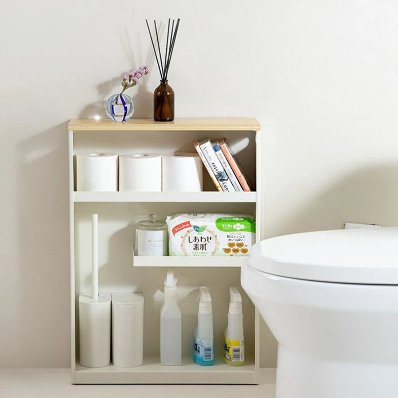 Iron Bathroom Gap Storage Shelf  Floor Standing Narrow Rack  Slim Toilet Cabinet  Japanese Style Bathroom Organizer Unit