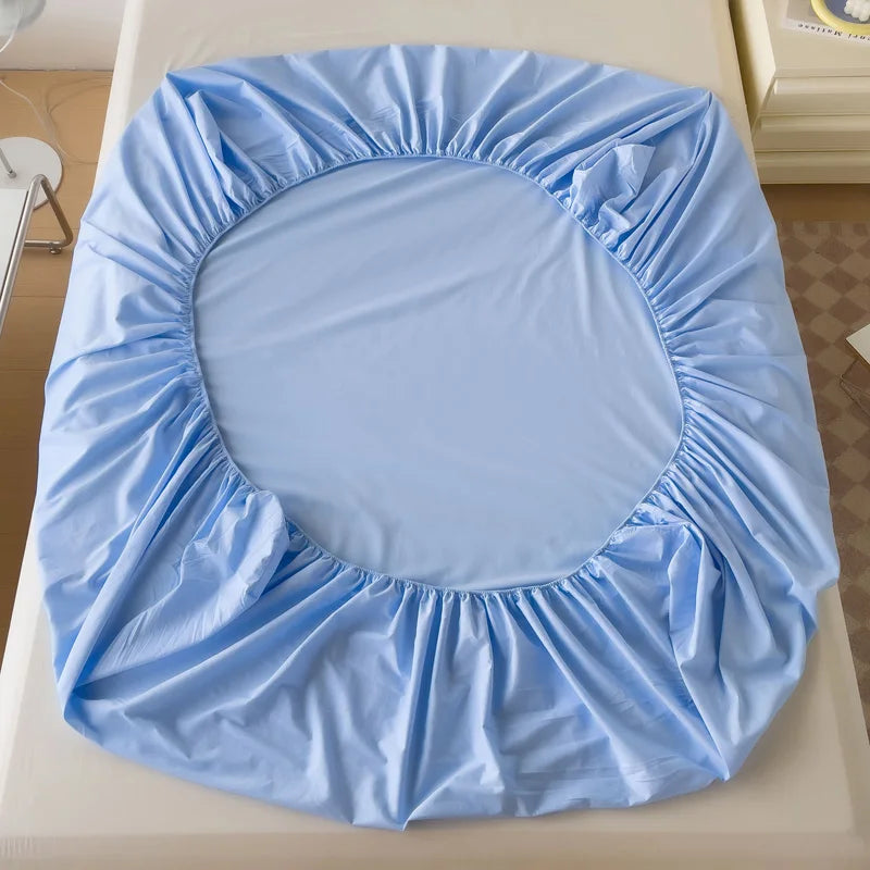 High Quality Egyptian Cotton 400TC Fitted Bed Sheet Solid Color Anti-slip Adjustable Mattress Cover Single Double King Queen Bed