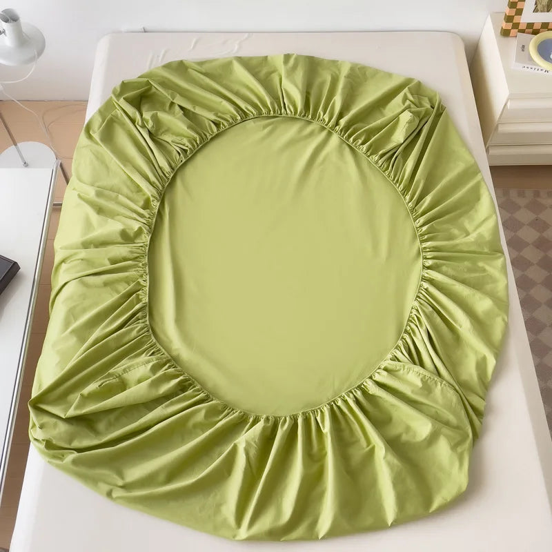 High Quality Egyptian Cotton 400TC Fitted Bed Sheet Solid Color Anti-slip Adjustable Mattress Cover Single Double King Queen Bed