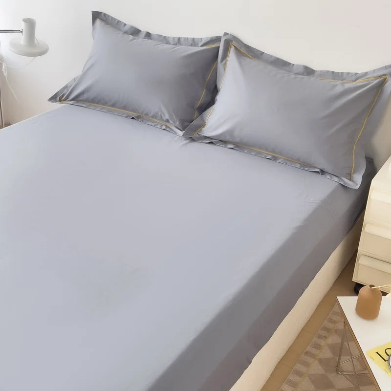 High Quality Egyptian Cotton 400TC Fitted Bed Sheet Solid Color Anti-slip Adjustable Mattress Cover Single Double King Queen Bed