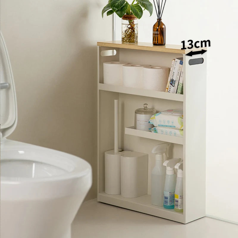 Iron Bathroom Gap Storage Shelf  Floor Standing Narrow Rack  Slim Toilet Cabinet  Japanese Style Bathroom Organizer Unit