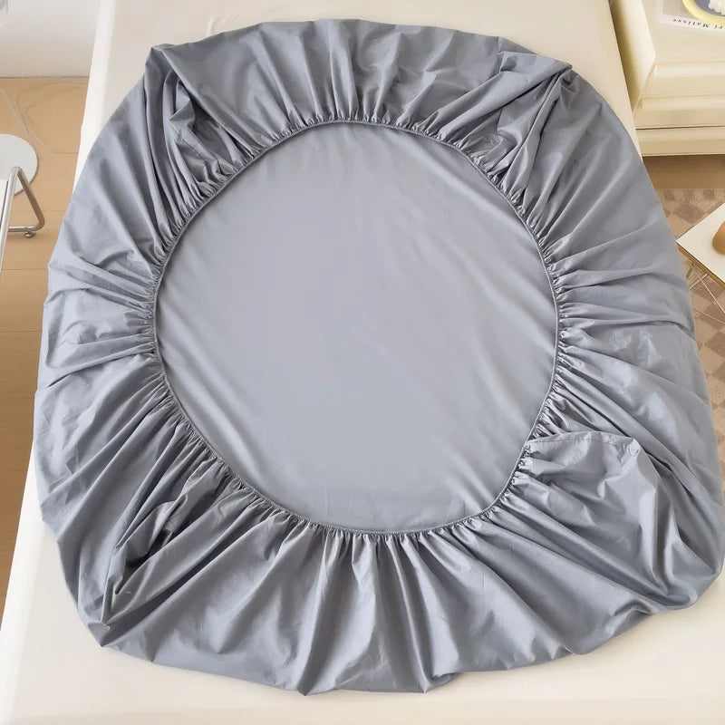 High Quality Egyptian Cotton 400TC Fitted Bed Sheet Solid Color Anti-slip Adjustable Mattress Cover Single Double King Queen Bed